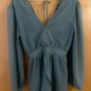 FashioNova Elegant Teal Long Sleeve Dress or top size XS